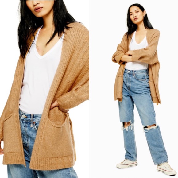 Topshop Sweaters - TOPSHOP Long Camel Cardigan Sweater!